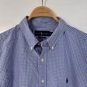 Ralph Lauren Men's Blue and White Plaid Shirt